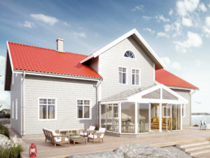 Visar ett sadeltaksrum.