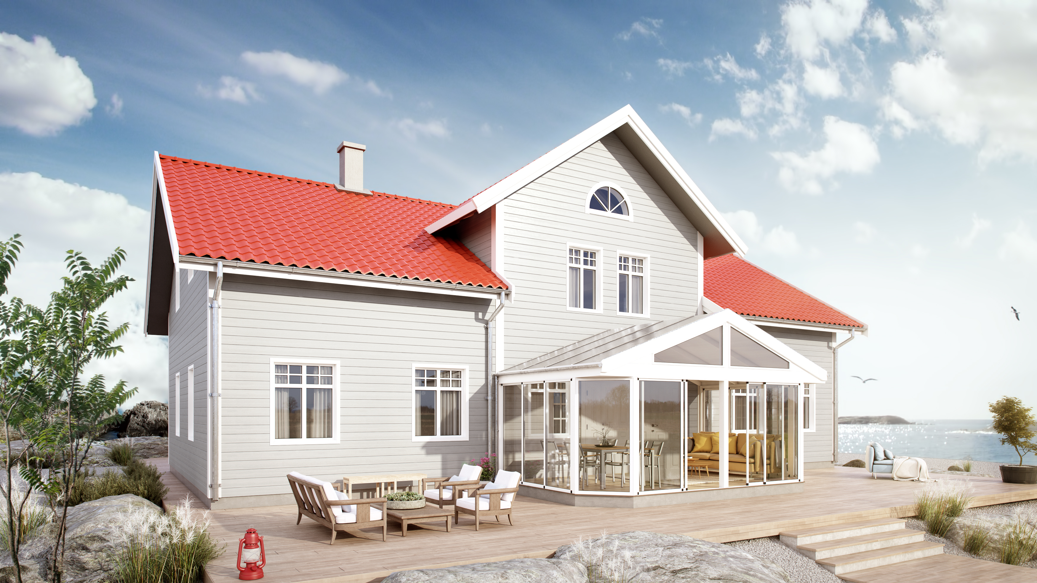 Visar ett sadeltaksrum.